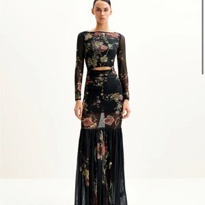 JW PEI Black Floral Maxi Dress